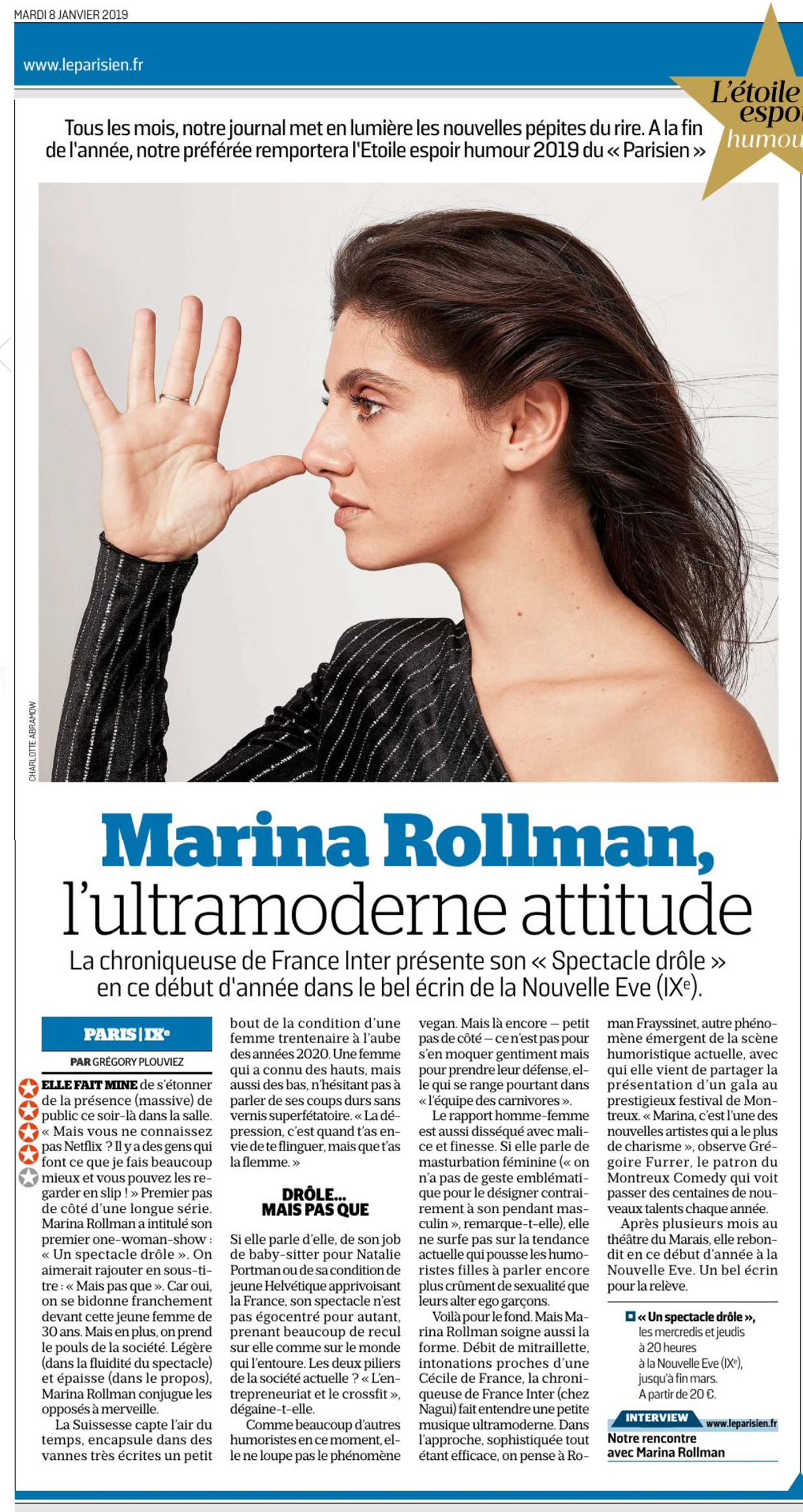 Le Parisien - Marina Rollman, l'ultramoderne attitude